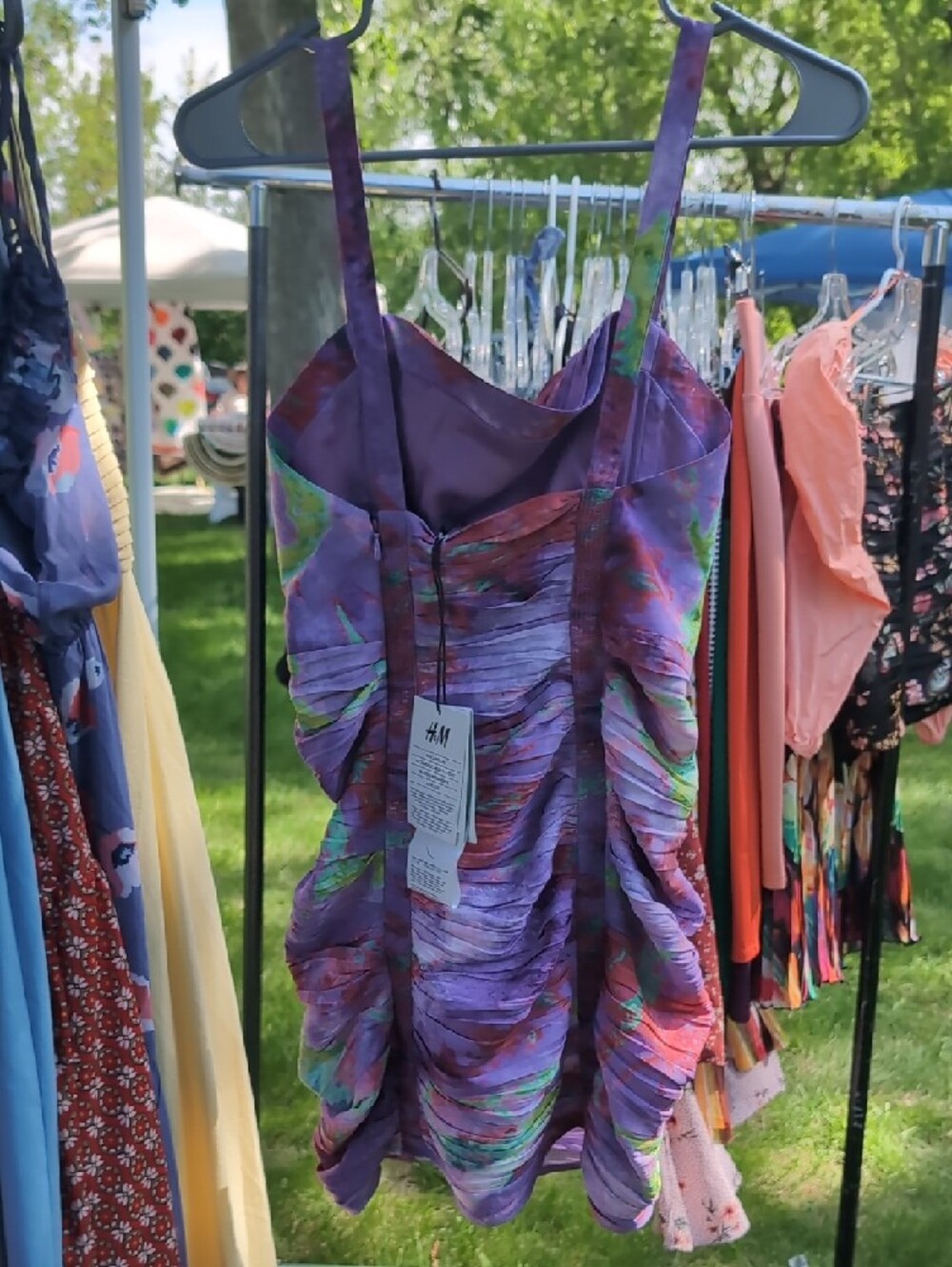 H&M Purple Multi-Color Ruched Mini Dress - Picture 2 of 5